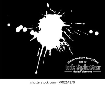 Abstract black Ink splash background, grunge vector design template - paint brush