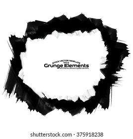 Abstract black Ink splash circle shape background, grunge vector design template - paint brush