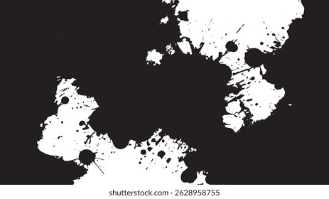 Textura Abstractas del grunge del chapoteo de la tinta negra en el fondo blanco