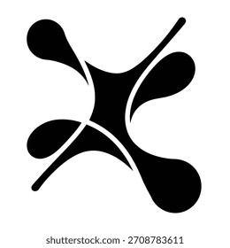 Salpicaduras o salpicaduras de tinta negra Abstractas que forman una silueta dinámica y simétrica.