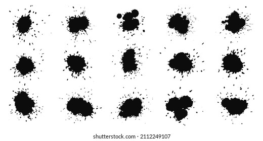 Abstract black ink splashes collection 