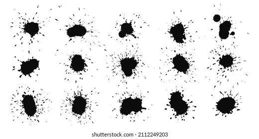 Abstract black ink splashes collection 