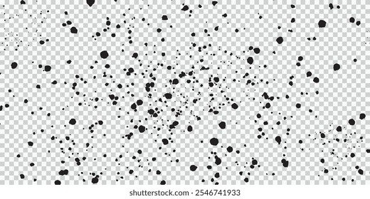 Abstract Black Ink Splatter on Transparent Background