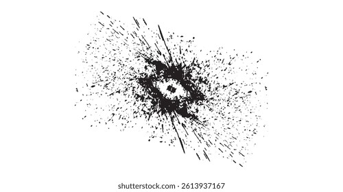 Abstract Black Ink Splatter on White Background: Grunge Texture with Dynamic Splash Effects, Vector Illustration for Artistic Designs and Modern Art Projects