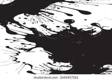 Abstract Black Ink Splatter on White Background