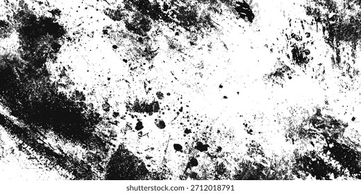 Abstractas textura de salpicadura de tinta negra sobre fondo blanco. Grunge superposición afligida para proyectos de diseño y artísticos.	
