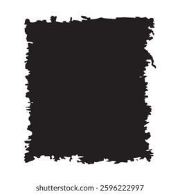 Abstract Black Ink Stain Rough Rustic Square Paper Background with Copy Space