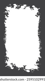 Abstract Black Ink Stain Watercolor Rough Rustic Vertical Frame Background with Copy Space