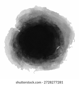 Abstract black ink stains and round watercolor blots. Grunge textures with soft edges and ink bleed effect. Traditional oriental ink wash style for artistic background, labels and zen-inspired. Vector
