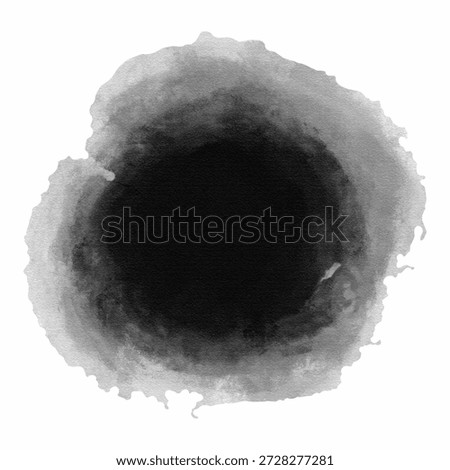 Abstract black ink stains and round watercolor blots. Grunge textures with soft edges and ink bleed effect. Traditional oriental ink wash style for artistic background, labels and zen-inspired. Vector