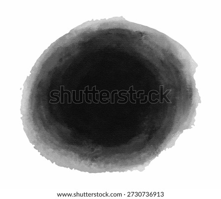 Abstract black ink stains and round watercolor blots. Grunge textures with soft edges and ink bleed effect. Traditional oriental ink wash style for artistic background, labels and zen-inspired. Vector