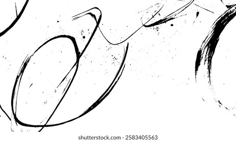 Abstract black ink strokes on a white background, creating a dynamic and artistic composition.