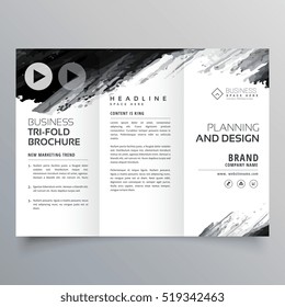 abstract black ink trifold presentation template for your brand