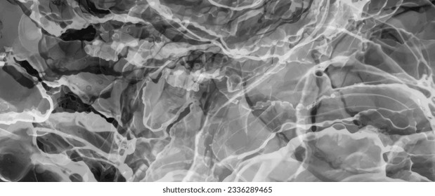 Abstract black ink vector art background for cover design, card, flyer, poster and design interior. Hand drawn illustration. Fluid art. Monochrome modern watercolor backdrop. Smoke. Waves.	