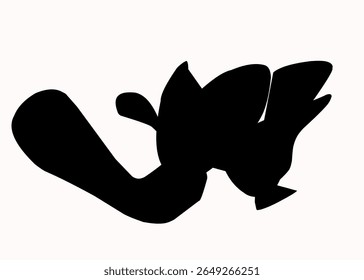 Abstract black inkblot silhouette resembling a bird or animal shape, perfect for psychological tests, creativity, and art-related conceptual projects.