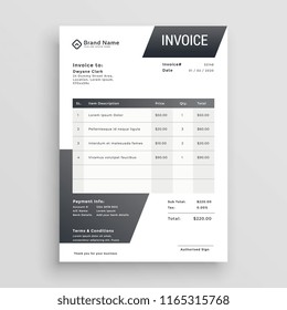 Business Invoice Vector Template Design Stock Vector (Royalty Free ...