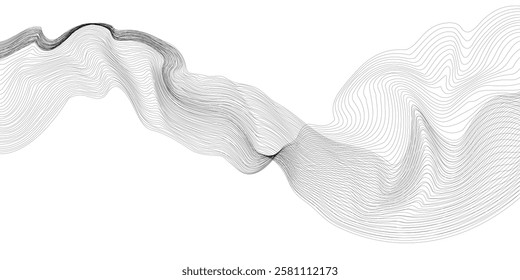 Abstract Black irregular wavy lines background