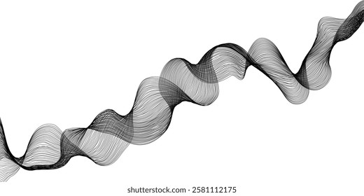 Abstract Black irregular wavy lines background