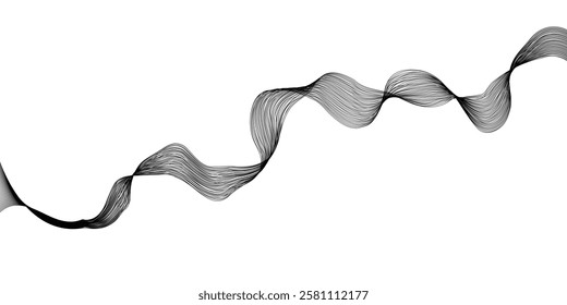 Abstract Black irregular wavy lines background