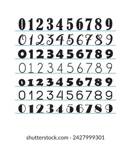 Abstract black isolated silhouette and line assorted math numbers, zero to nine icons set design element on white background 