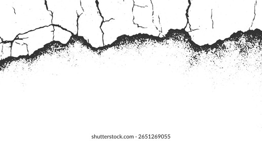 Abstrai linhas pretas irregulares e textura manchada em um fundo branco.
