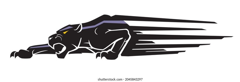 Abstract Black Jaguar, Fast Symbol Illustration