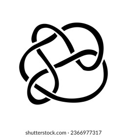 An abstract  black knot. A black and white image of an infinity symbol conveys its simplicity, elegance, and eternal continuity. The high contrast captures its fluid, interlocking pattern, 