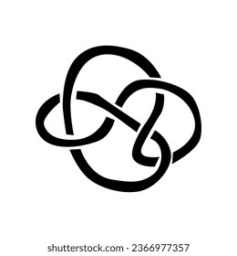 abstract  black knot. A black and white image of an infinity symbol conveys its simplicity, elegance, and eternal continuity. The high contrast captures its fluid, interlocking pattern, 