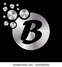 Abstract Black Letter B on metallic silver background. Design illustration vector template. Suitable for Creative Industry, Multimedia, entertainment, Educations, Shop, logo, label and any business