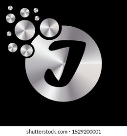 Abstract Black Letter I on metallic silver background. Design illustration vector template. Suitable for Creative Industry, Multimedia, entertainment, Educations, Shop, logo, label and any business