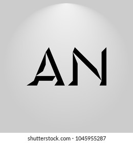 AN Abstract Black Letters with white and gray background in highlight
