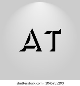 AT Abstract Black Letters with white and gray background in highlight