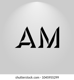 AM Abstract Black Letters with white and gray background in highlight