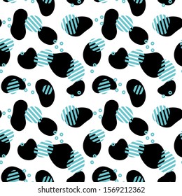 Abstract black and light blue shape background. Vector modern repeat pattern. Great for wallpaper, web background, wrapping paper, fabric, packaging, greeting cards, invitations and more.