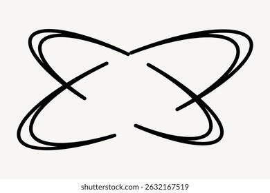 Abstract black line art with curved, intersecting lines forming a symmetrical design on a white background. Minimalist and modern abstract line art. Starburst illustration vector.