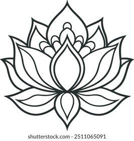 Abstract Black line art  of floral decoration ornaments in white background 