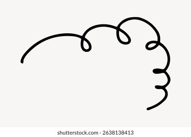 Abstract black line art on white background. Curved lines form a unique, flowing design. Simple, minimalist, and artistic. Black line art creates a modern look. Cute doodle vector.