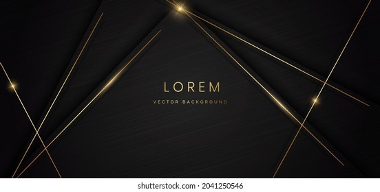 Abstract black line background with goldenlines light effect. Luxury concept. Vector illustration