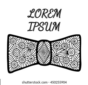 Abstract black line bow isolated on the white background with place for text