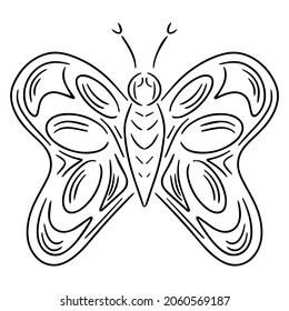 Abstract black line butterfly for different card, invitation, posters, placards, banners. Vector butterfly.