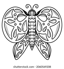 Abstract black line butterfly for different card, invitation, posters, placards, banners. Vector butterfly.