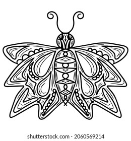 Abstract black line butterfly for different card, invitation, posters, placards, banners. Vector butterfly.