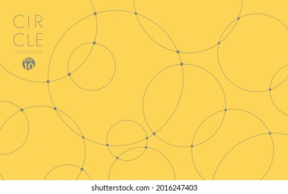 Abstract black line circle shape overlap on yellow background. Simple flat connection line futuristic concept. You can use for cover template, poster, banner web, flyer, print ad. Vector illustration
