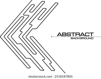 Abstrato linha preta circuito seta direção geométrica em branco design tecnologia moderna futurista fundo vetor ilustração.