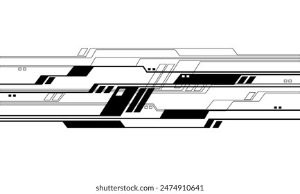 Abstract black line circuit cyber technology futurisitc design creative vector illustration.