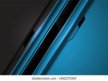 Abstract black line circuit on blue grey metallic design modern futuristic technology background vector illustration.
