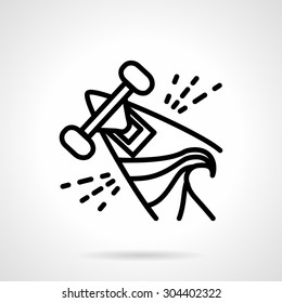 Abstract black line design vector icon for longboard or skateboard element with wheel and print. Design element for business and website. Element for the logo