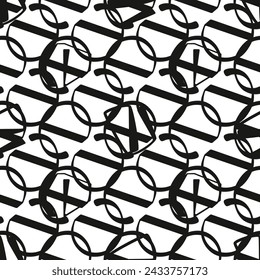 Abstract black line doodle seamless pattern. Creative minimalist style art background