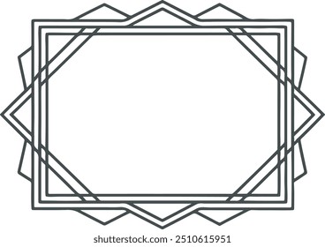 Abstract Black line floral border Photo frame in white background