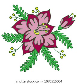Abstract black line flower. Vector flower illustration. Element for design.
